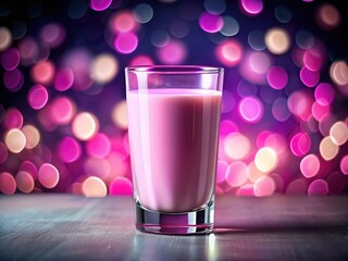 Pink Milk in Glass with Bokeh, Generative AI Art