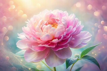 Fototapeta premium Pink Peony Double Exposure Dreamy Floral AI Art