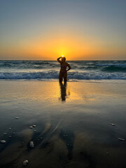 Naklejka premium silhouette on the sun set 