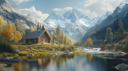 Fototapeta premium Background of a house in the forest