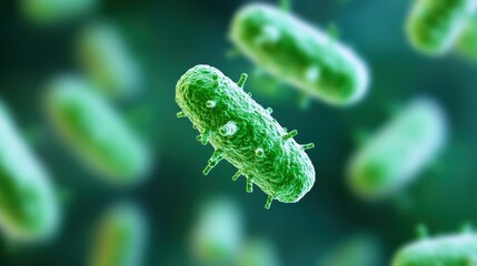 Fototapeta premium Pathogen bacterium with green and white cells under microscopic view in laboratory setting