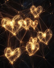 Glowing Hearts in Abstract Digital Art