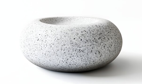 Oval stone planter, speckled texture, minimalist design, white background.