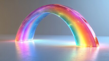 Colorful glass rainbow arch with glitter effect on smooth surface