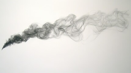 Fototapeta premium Abstract image of dark grey smoke swirling and flowing on a white background.