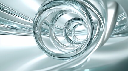 Abstract swirling glass tunnel, futuristic design.