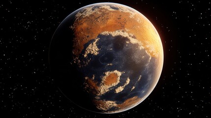 Fototapeta premium A Desolate Planet Illuminated by Distant Stars