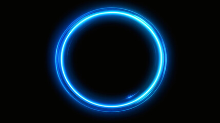 Obraz premium Abstract glowing circle lines on dark blue background. Geometric stripe line art design.