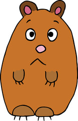 cute funny brown bear sitting and looking at camera