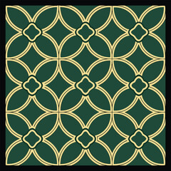 Fototapeta premium Seamless illustrated pattern made of abstract elements in beige, green and black Abstract seamless pattern with gold and blue circles. Vector illustration for your design. 