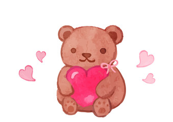 Fototapeta premium 可愛いハートを持ったクマのイラスト