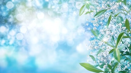 Obraz premium Delicate White Blossoms Against A Soft Blue Background