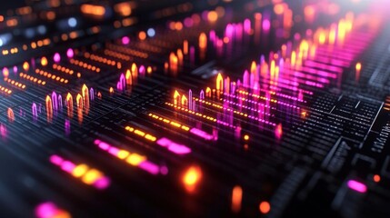 Abstract digital data network with glowing lines and bright colors