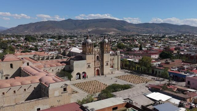day flying towards Templo de Santo Domingo in Oaxaca