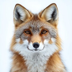 Fototapeta premium Red fox portrait, winter snow background, wildlife close-up