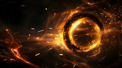 Black hole over star field in outer space abstract