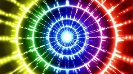 Obraz premium Abstract Neon Circles with Vivid Colors in a Dynamic and Artistic Background