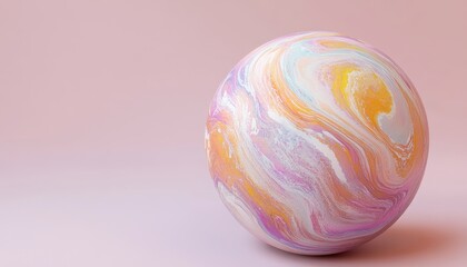 Fototapeta premium Pastel Swirl Sphere on Pink Background: Abstract Art Photography