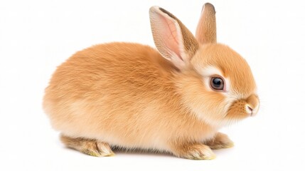 Obraz premium Cute Brown Rabbit Seen From the Side Isolated on White Background