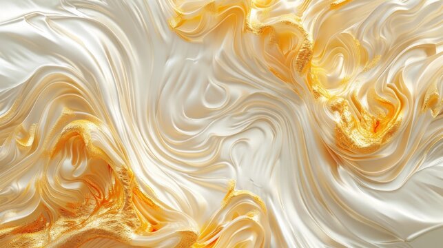 Abstract Swirl Pattern, White and Gold Texture Wallpaper