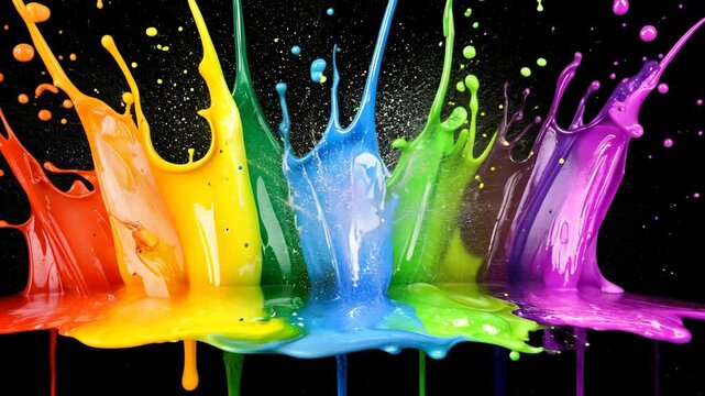 Colorful splash of paint creating a vibrant display against a dark background during an artistic event