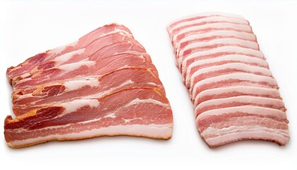 Raw bacon slices, ready for cooking.