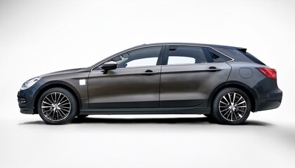 Sleek dark-grey crossover, showcasing modern design and luxury. Studio shot.