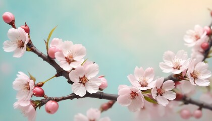 Obraz premium delicate cherry bossoms on a soft pastel background