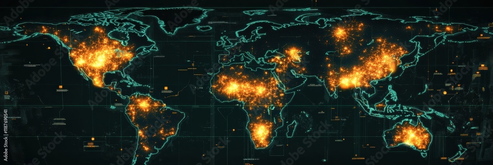 Aufkleber global map showcasing zones of viral spread across continents and regions, illustrating current heal