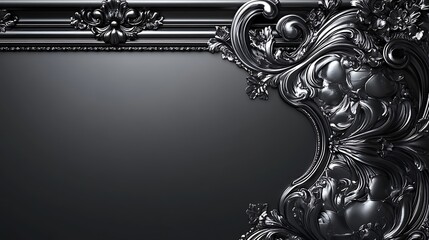 Dark Metallic Ornate Frame Design With Floral Accents