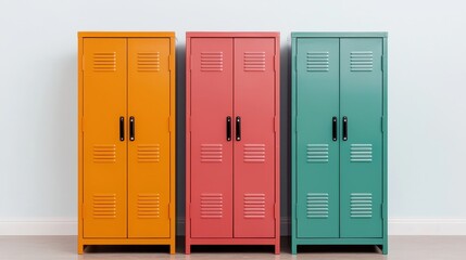 Colorful Metal Lockers in Modern Interior Setting for Storage