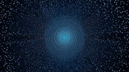 3D blue techno background. Big data visualization on dark space with dotted lines shape effect decoration. Modern graphic design element dots circle style concept for flyer, card, or brochure cover