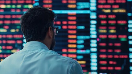 Oil futures trading floor, with traders in action, large electronic boards displaying fluctuating oil prices