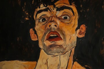Obraz premium Expressionist portrait of a caucasian male with intense expression