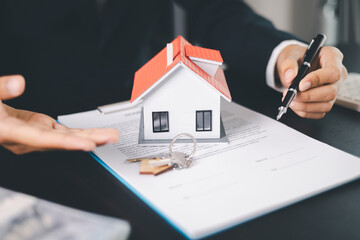 Concept business house finance protection office plan investment buy sell home ensuring idea...