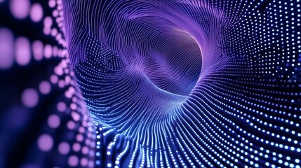 3D blue techno background. Big data visualization on dark space with dotted lines shape effect decoration. Modern graphic design element dots circle style concept for flyer, card, or brochure cover