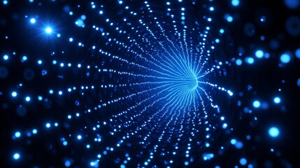 3D blue techno background. Big data visualization on dark space with dotted lines shape effect decoration. Modern graphic design element dots circle style concept for flyer, card, or brochure cover