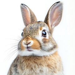 Obraz premium Curious rabbit, white background, pet portrait, Easter