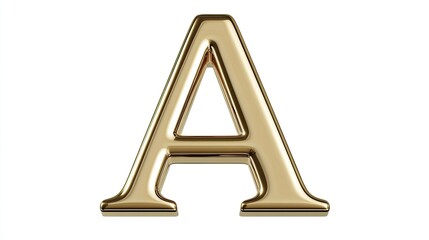 Shiny golden uppercase letter A, isolated on white background.