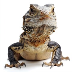 Fototapeta premium Bearded Dragon Portrait, Studio Shot, Reptile, White Background, Pet