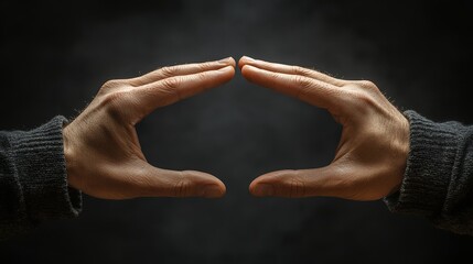 Two hands create a frame, emphasizing a concept or idea against a dark backdrop.