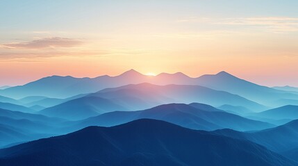 Fototapeta premium Serene sunrise over majestic mountain range.