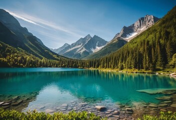 Beautiful and Peaceful Nature Scenery Illustration Landscape Countryside Tranquil Vibrant and Colorful