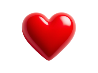 Glossy red heart on transparent background