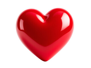 Glossy red heart on transparent background