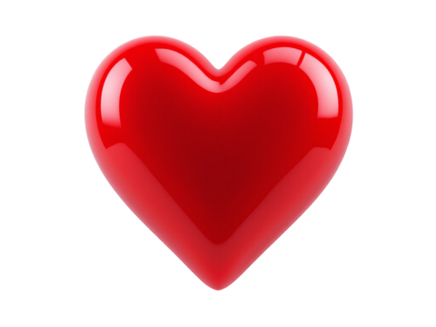 Glossy red heart on transparent background