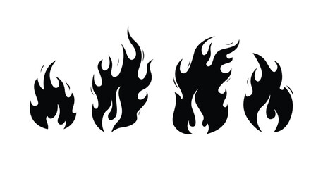 Silhouette fire flames, bofire, flaming elements, Burning fireball icon