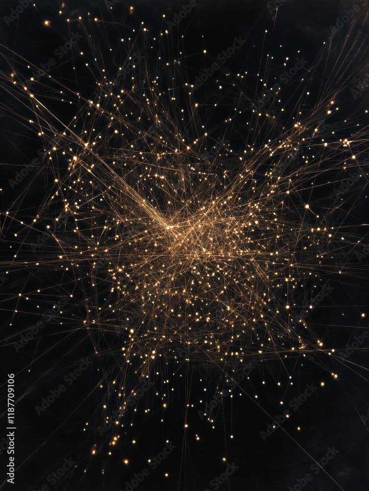Aufkleber glowing lines and dots creating a visual representation of a global network connectivity. generative