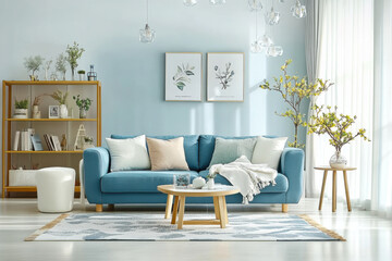 living room with blue sofa Interior of modern style