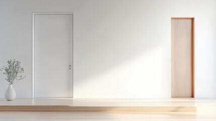 White empty room Interior background with door